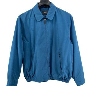 London Fog Jacket Mens XLT Teal Blue Full Zip Golf Windbreaker Harrington
